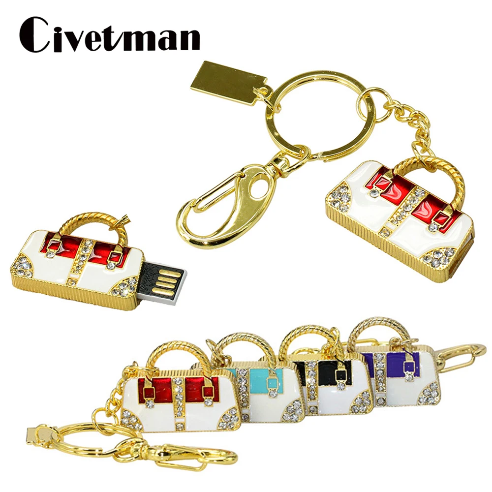 USB флеш накопитель с кристаллами ювелирная Сумочка 8 ГБ 16 32 64 128 256 карта памяти женская сумка Pendriver + брелок|64gb