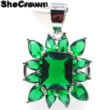 30x20 мм романтическая созданная зеленая изумрудная женская серебряная подвеска для помолвки