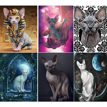 

DIY 5D Diamond Embroidery sphynx cats Diamond Mosaic Sets Diamond Painting Animal Pictures Of Rhinestones Home Decoration TY743