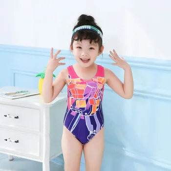 

Children's One-piece Swimsuit Girls Professional Training Racing Patchwork Cute Comfortable Triangle Swimsuit Swimwear Beachwear
