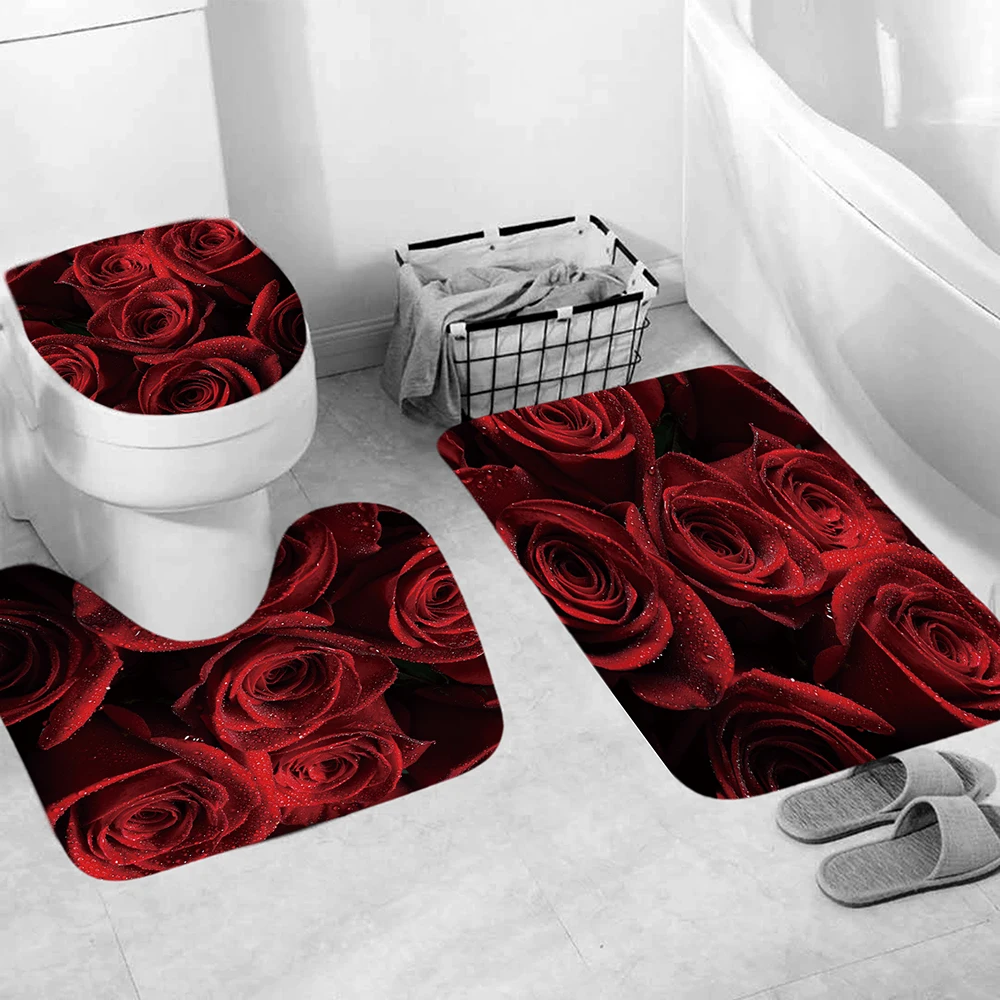 vermelhas, tapetes antiderrapantes para banheiro tipo tampa de vaso sanitário