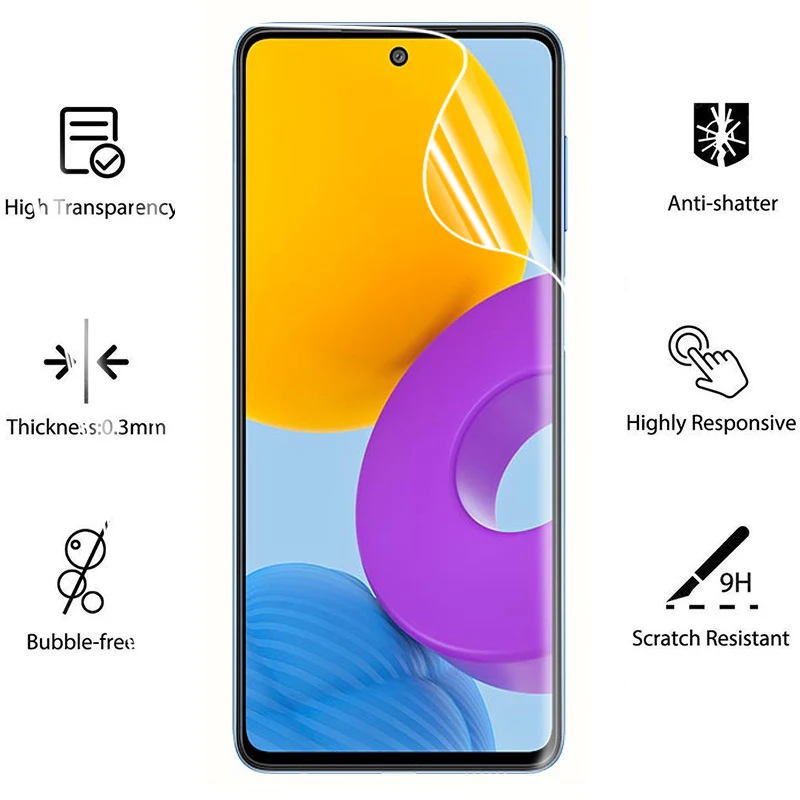 3-in-1 Hydrogel Film For Samsung M52 5G Screen Protector Back Lens Film For Galaxy M62 M32 M22 M12 M23 M33 M53 Films Not Glass phone screen protectors