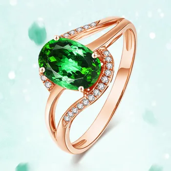 

Luxury gemstones jewelry emerald ring for women 18k rose gold color green crystal zircon diamonds trendy party accessory gifts