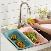 

Sink Drain Rack Plastic Kitchen Organizer Plates Storage Expandable Thickened Vegetable Basket Hanging Rack