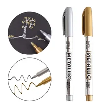 

2PCS /Set DIY Metal Waterproof Permanent Paint Marker Pens Manga Drawing Markers School Office Gold and Silver Pens
