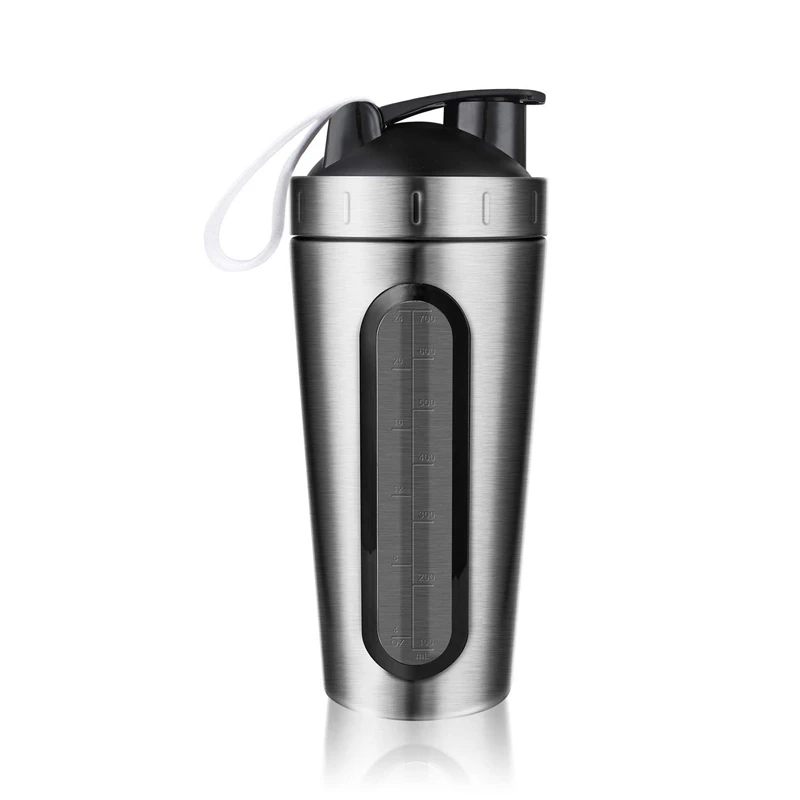 New Protein Shaker Bottle, Stainless Steel Sports Water Bottle Shaker