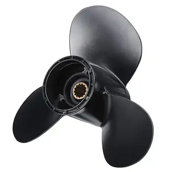 

Outboard Propeller 11 3/8 x 14 For Suzuki 35-65HP 58100-95353-019 Aluminum Alloy Black 13 Spline Tooth 3 Blade Boat Propeller