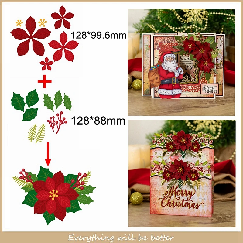 Merry Christmas Mix Flower Leaves Frame металлические режущие штампы Diy для скрапбукинга ремесло