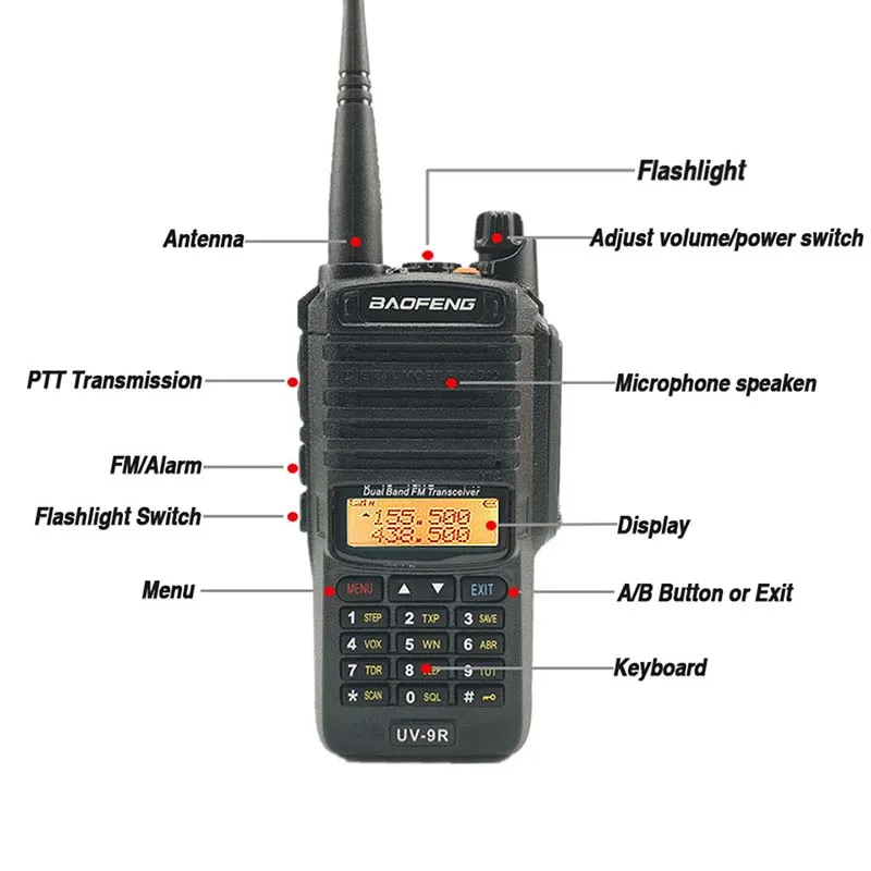 2pcs Baofeng UV 9R 2018 New Design Walkie Talkie IP67 Waterproof High Quality Two Way Radio 2