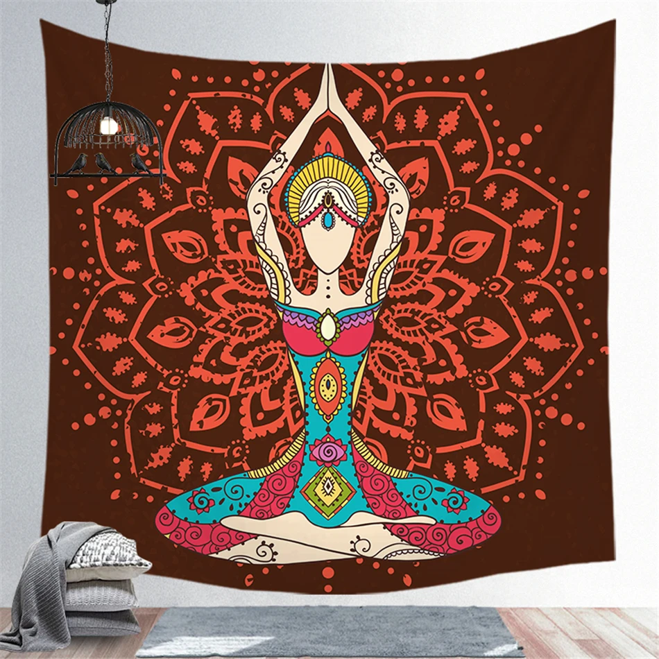 Настенный висячий психоделический гобелен настенный индийский коврик с мандалой в стиле хиппи чакра гобелены Бохо настенная ткань