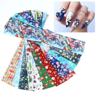 

10Pcs/set Winter Christmas Bells Snowman Nail Stickers Decals Nail Art Sticker DIY Manicure Water Accessories Transfer Foil Xmas