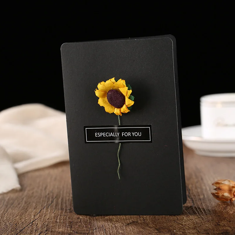 Black sunflower Сделай Сам фестиваль вечерние карты Приглашения с цветком ручной работы поздравительная открытка 520 сообщение в форме сердца День Святого Валентина доски принадлежности - Цвет: Black sunflower