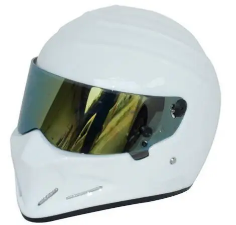 Абсолютно мотоциклетный шлем из углеродного волокна с полным лицом, шлем локомотив, персональный шлем для мотокросса, дорожный гоночный шлем, Capacete - Цвет: white-gold lens