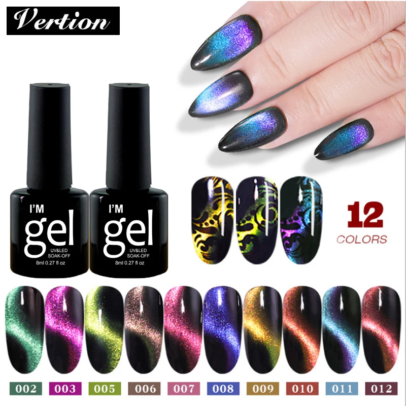 

Verntion Chameleon Magnetic 9D Galaxy Cat Eye Nail Gel Soak Off UV Color Nail Varnish 5D 8ml Semi Permanent Manicure Gel Lacquer