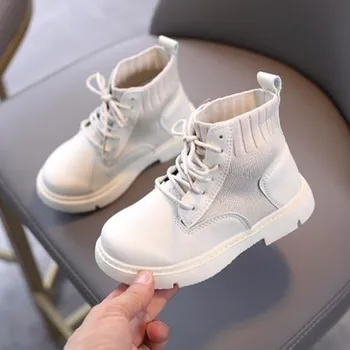 

Children Casual Shoes Autumn Winter Martin Boots Boys Shoes Fashion Leather Soft Antislip Girls Boots 26-36 Sport Running Shoes