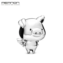 Новинка, осенняя подвеска в виде летающей свиньи, Плавающие Подвески, бусины из стерлингового серебра 925, подходит для браслета, ожерелья, сделай сам, для женщин, Memnon, ювелирное изделие