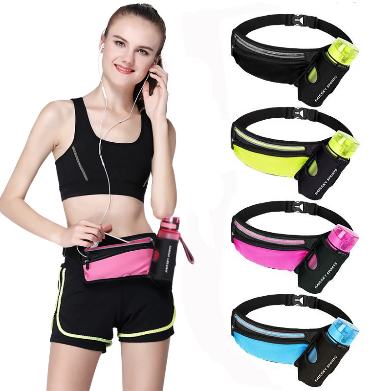 

HAISSKY Marathon Sports Running Water Bottle Waist Bag Zipper Outdoor Belt Waist Pack Universal Fitness Fanny Phone Bag Cases