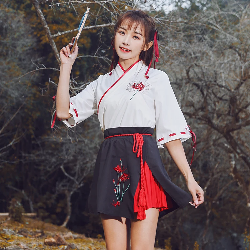  Chinese Style Ancient Costume Hanfu Dress for Women Traditional Folk Dance Stage Performance Clothi