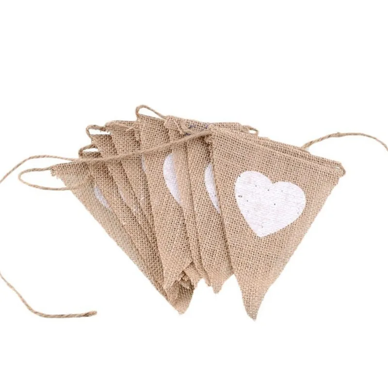 

Wedding Decoration Linen Love Triangles Flag Heart-Shaped Flag Party Supplies Stage Background Layout Pull Flag Banner 2.8m 1Pcs