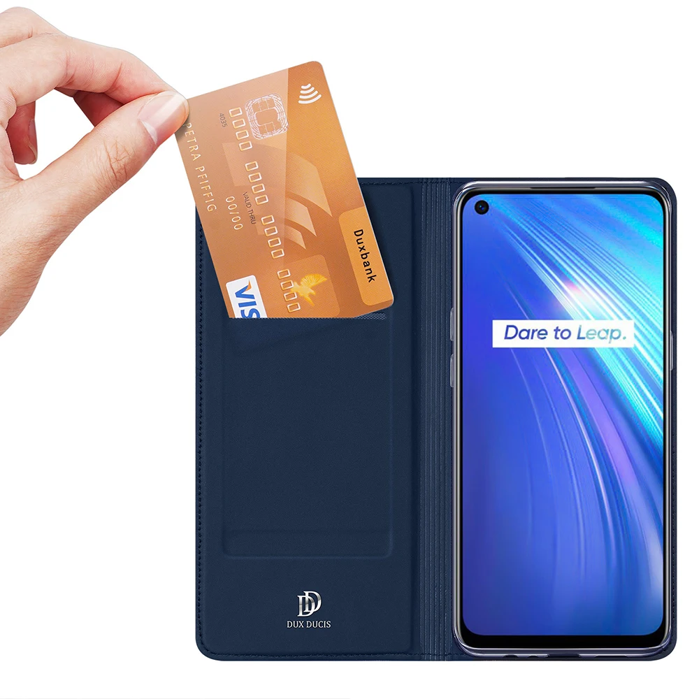 Кожаный чехол-книжка с бумажником для OPPO Realme 6 DUX DUCIS Skin Pro Series полной защитой и