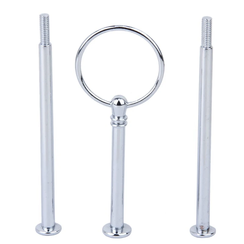 

3-Tier Round Ring Cake Cupcake Plate Stand Display Holder Handle Fittings (Silver)