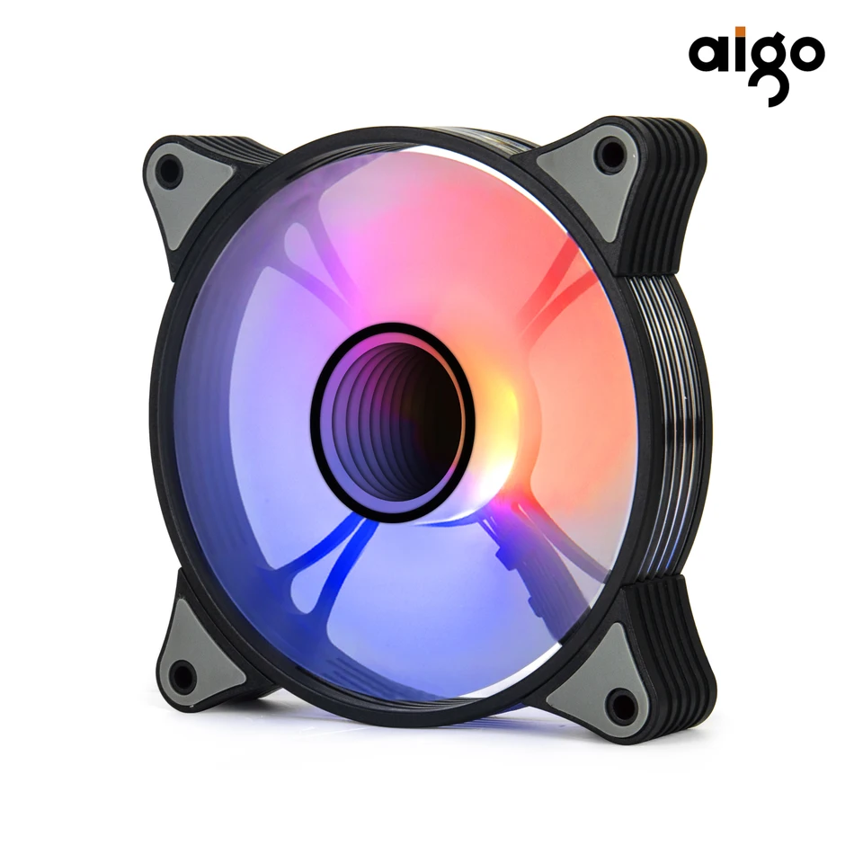 Aigo DR12 3IN1 120mm RGB LED 調節可能 色 静か 高通気性 長寿命 PC 冷却ファン CPU クーラー ラジエーター Aigo DR12 3IN1 120mm RGB LED 調節可能 色 静か 高通気性 長寿命 PC