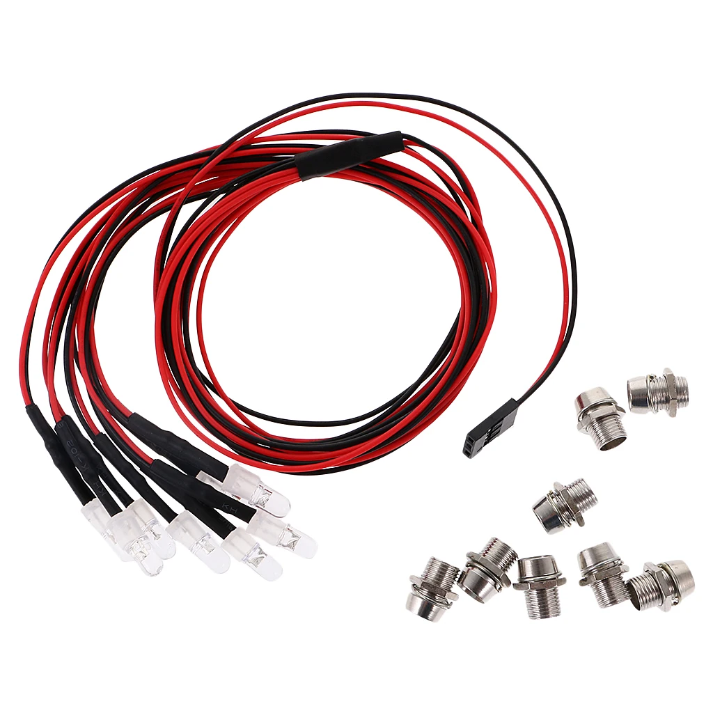 8 Pieces RC Car Accs LED Light Kit LED Lamp Headligth Headlamp for RC Traxxas HSP   Axial SCX10 D90 HPI Car Model