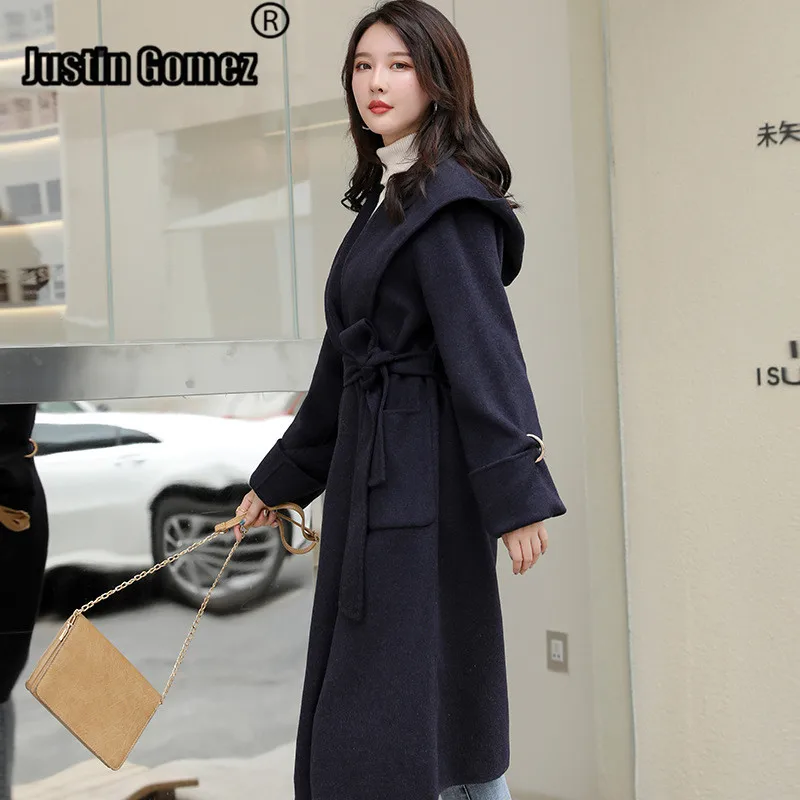 

New Commute Double-sided Cashmere Wool Long Coat Hooded Warm Thick Womens Coats Winter Popular Autumn Temperament Korean Coat