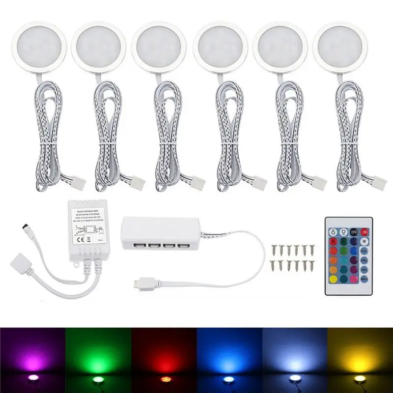 

6Pcs Dome Light with Remote Control RGB Decoration Lamp LED Spot Light for Camper Van Caravan Universal for Home