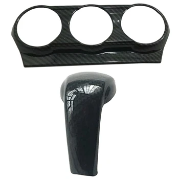 

1Pcs Carbon Fiber Interior Air Condition Outlet Panel Cover Trim & 1Pcs Carbon Fiber Print Gear Shift Knob Cover Trim