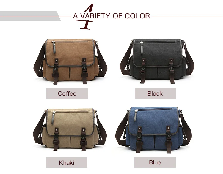 Recreational canvas Student wind custom shoulder laptop messenger bag