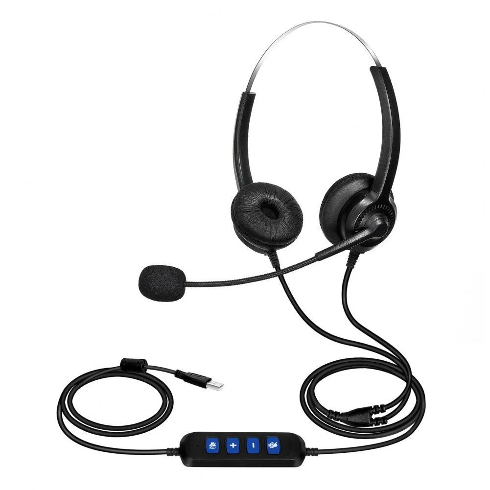 Telephone Headset Lossless Noise Reduction Breathable USB Binaural MIC Long Cable Call Center Headphone for Driver Office|Headphone/Headset| -