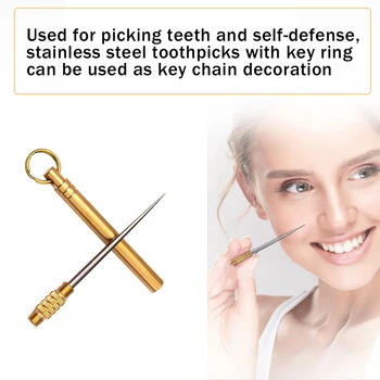 Picnic Toothpick Outdoor Edc Portable Multifunctional Toothpick Camping Tool Bottle Fruit Fork Tooth Cleaning Supply with Holder 4