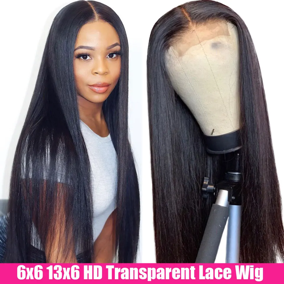 

HD Transparent Lace Frontal Wigs 6x6 Lace Closure Wig Brazilian Straight Lace Front Human Hair Wigs 150 Remy 13x6 Lace Front Wig
