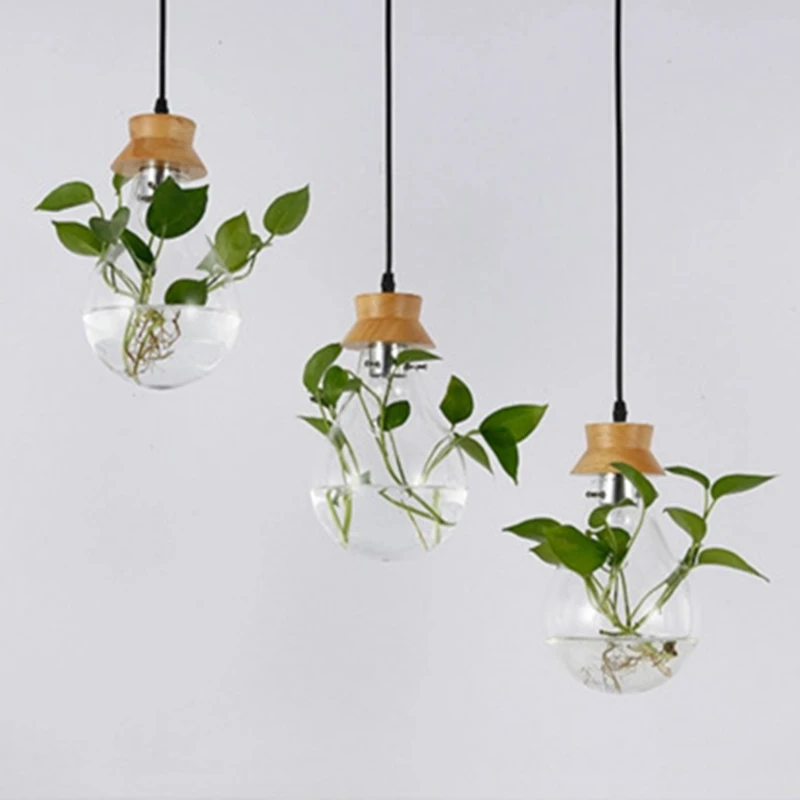 

Modern Pastoral Design Plant chandelier simple dining living room study cafe art decor glass hanging lamp
