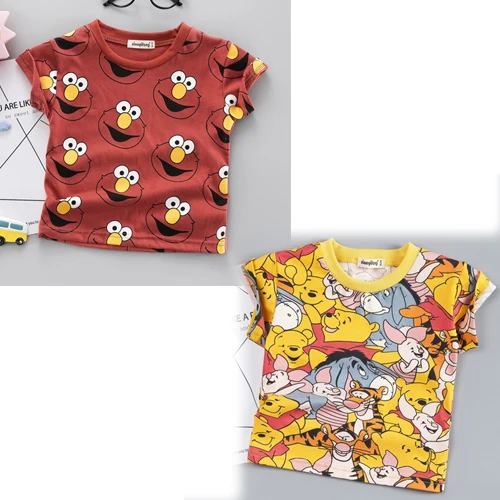 red yellow Футболка с короткими рукавами для маленьких мальчиков 7-5 лет, топ, одежда г. Футболка с рисунком детская одежда мягкое и модное платье Детский костюм - Цвет: red yellow