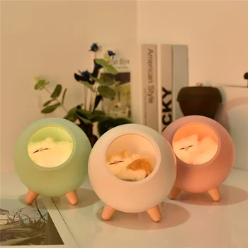 

2019 Fashion Cute Cat Pet House Ambience Lamp Usb Charging Cute Cartoon Mini Led Night Light Home Decoration Dropship