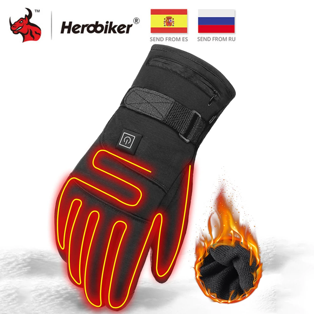Водонепроницаемые мотоциклетные перчатки с подогревом Guantes и USB электрическим питанием от