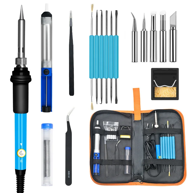 

Cross Border 19 Pieces 110V Thermostat Electric Iron 60W Internal Heated Soldering Guns Welding Repair Tool Kit