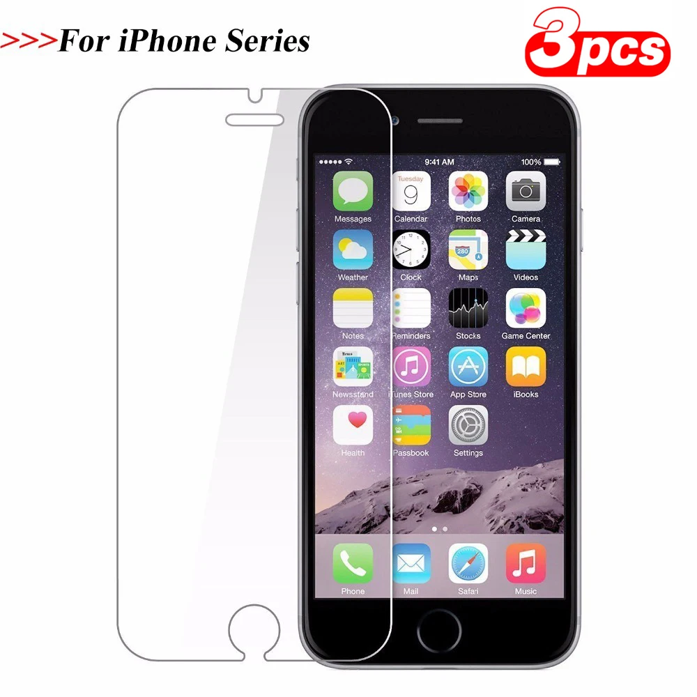 Закаленное стекло 3 шт. для iPhone 6 6S 7 8 SE 5 детской 5C 4 дюйма Защитное экрана X XR XS Max