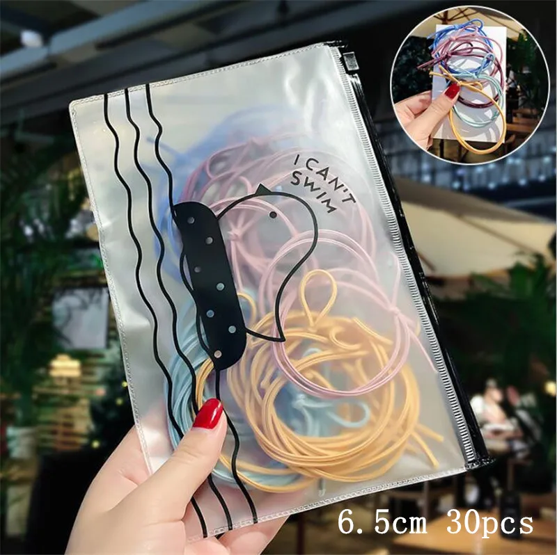 19 size 6.5cm 30pcs Простые высокоэластичные резиновые резинки с завязками для волос для детей, аксессуары для девочек, детская бабочка, кольцо для волос, резинка для волос, головной убор - Цвет: 19 size 6.5cm 30pcs