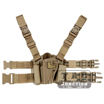 

Tactical CQC Serpa Left Hand Drop Leg Thigh Quick Draw Pistol Holster w/ Magazine & Flashlight Pouch For Sig Sauer P226 P229