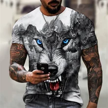 Summer 3D Cool Style Wolf Graphic t shirts For Men New Fashion Casual Animal Pattern T-shirt Hip Hop Trending Print t-shirt Tops
