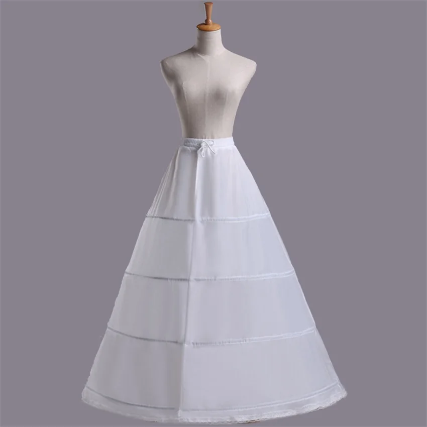 Free shipping High Quality White 4 Hoops One Layer 1M Women Petticoat Crinoline Slip Underskirt For Wedding Dress Elastic Waist