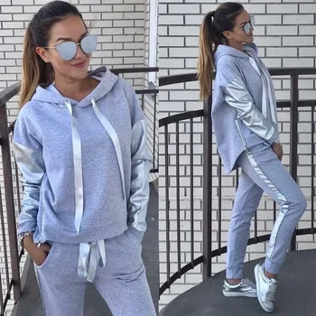 

Zogaa Spring Autumn Tracksuit Wome's Two Pieces of Set Hooded Sweatshirt + Pants Sports Suits Female Casual Solid Sweatsuit