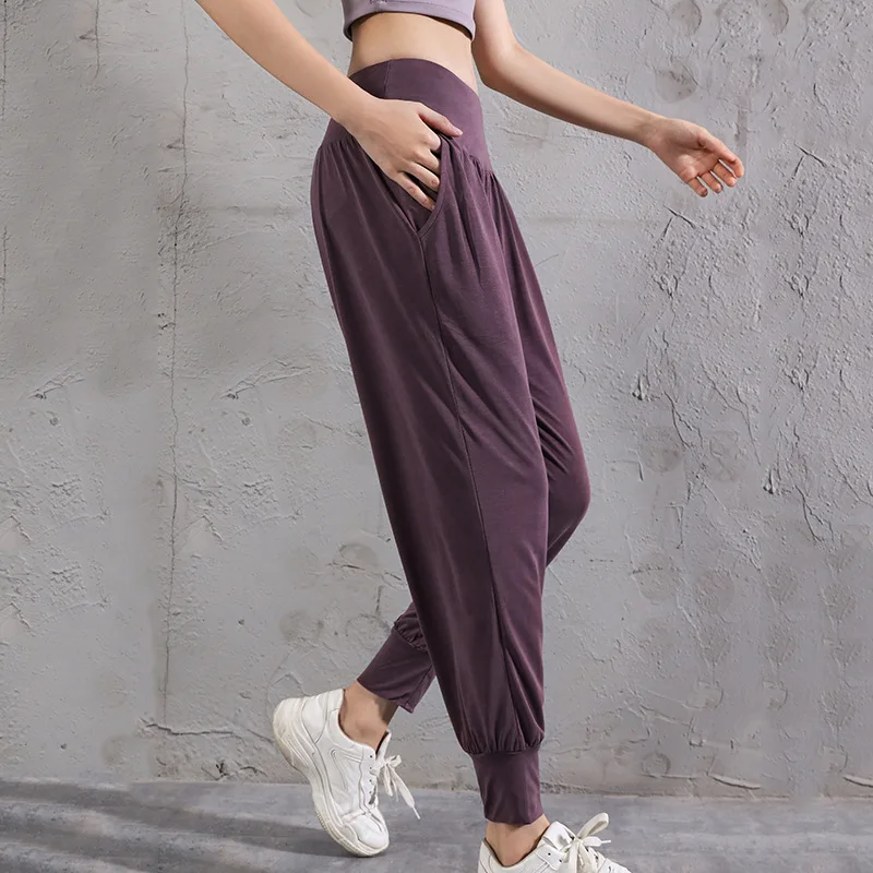Женские быстросохнущие тренировочные штаны для фитнеса тренировочные брюки для йоги спортивная одежда для бега спортивные штаны женские летние спортивные штаны для бега - Цвет: Фиолетовый