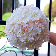 Свадебный букет, Новое поступление, ручная работа, белый букет, жемчуг, свадебный букет, жемчужные цветы, большие букеты, шелковая лента, SPH048