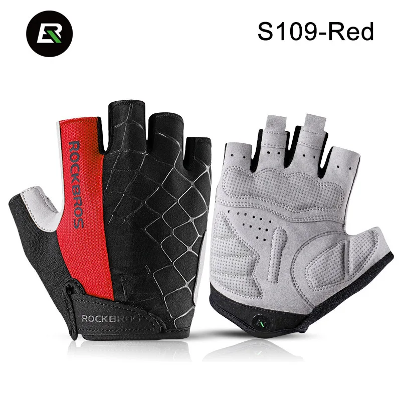 ROCKBROS, велосипедные перчатки, мужские велосипедные перчатки, перчатки для горного велосипеда, перчатки для горного велосипеда, спортивные, дышащие, для тренажерного зала, Нескользящие,, велосипедное снаряжение - Цвет: S109-Red