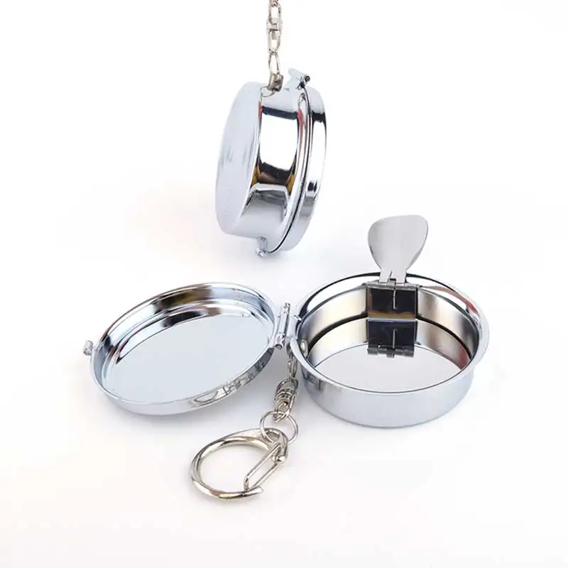 small cool fancy funny unique novelty stainless steel metal smoking weed herb cigarette keychain ashtray pocket portable