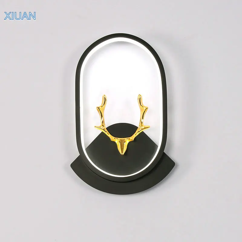 

16W Nordic White Black Bed Side Wall Lamp With Deer Design AC 220V Warm White Indoor Home Living Room LED Wall Light Fixture